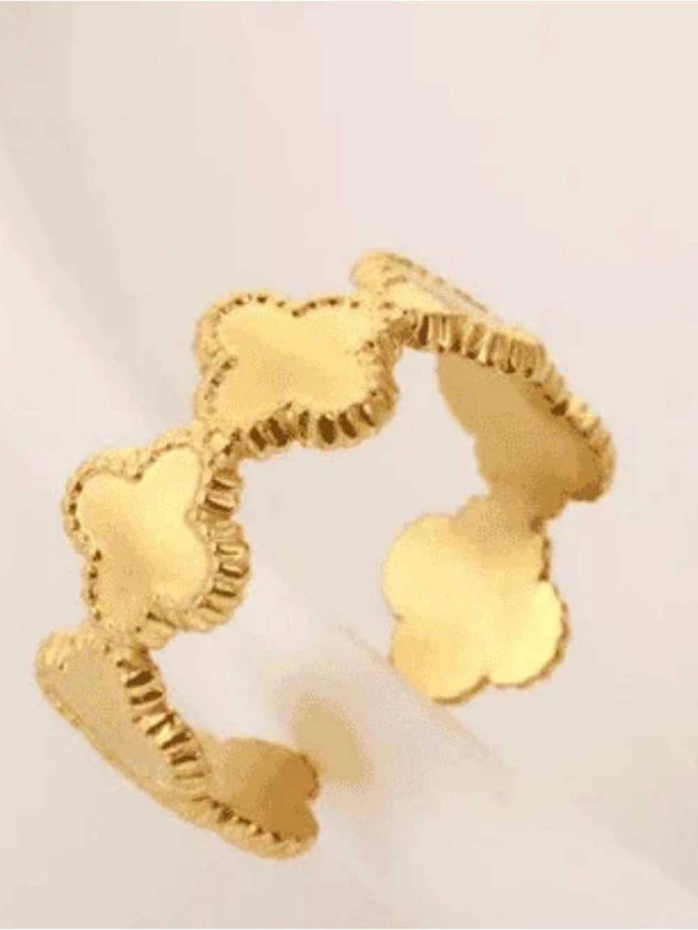 Adjustable Clover Ring Gold Over Stainless Steel